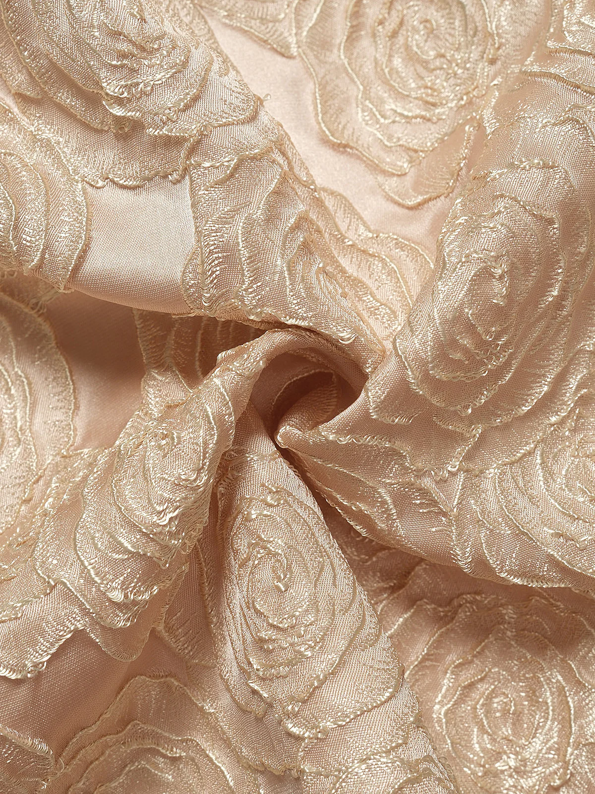[Vorverkauf] Sekt 1930er Rose Jacquard V-Ausschnitt Bogen Kleid - Image 10