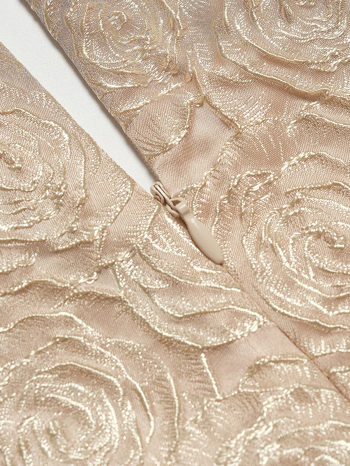 [Vorverkauf] Sekt 1930er Rose Jacquard V-Ausschnitt Bogen Kleid - Image 6