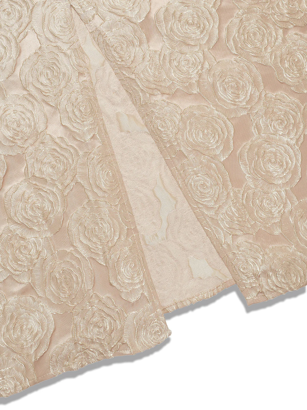 [Vorverkauf] Sekt 1930er Rose Jacquard V-Ausschnitt Bogen Kleid - Image 7