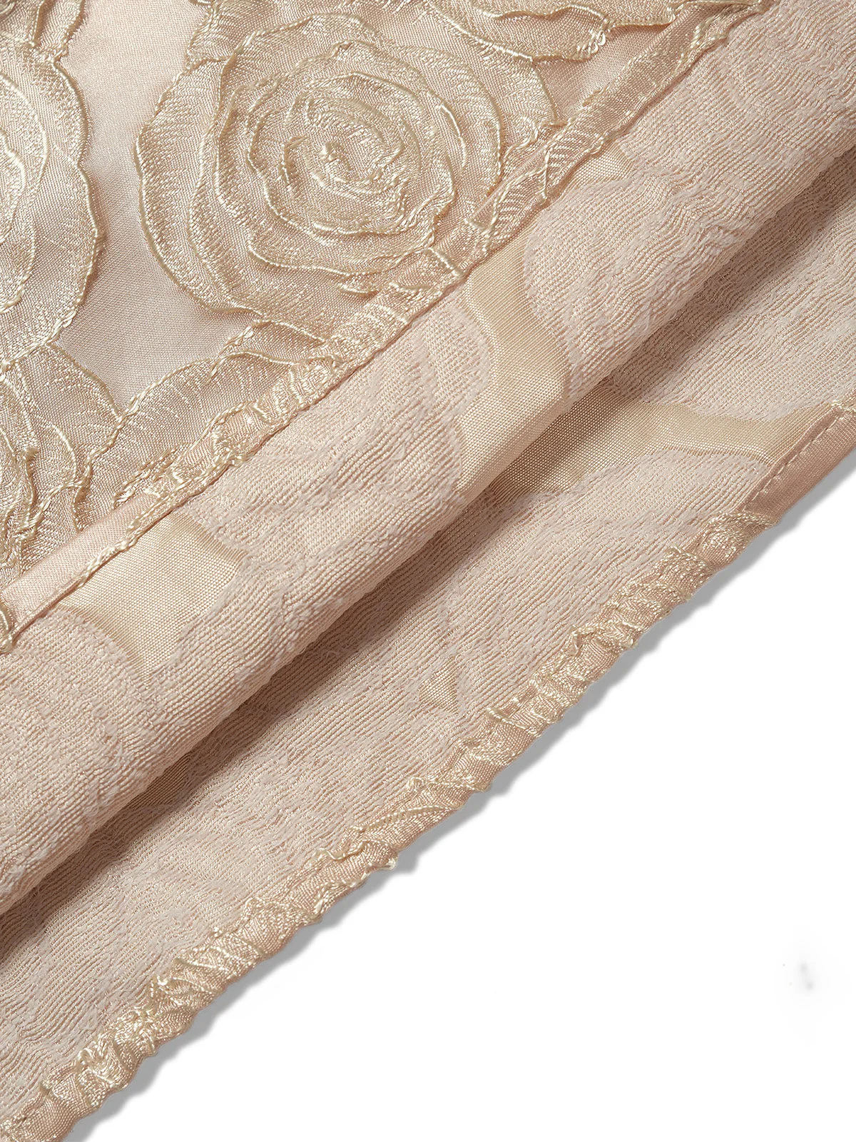 [Vorverkauf] Sekt 1930er Rose Jacquard V-Ausschnitt Bogen Kleid - Image 8