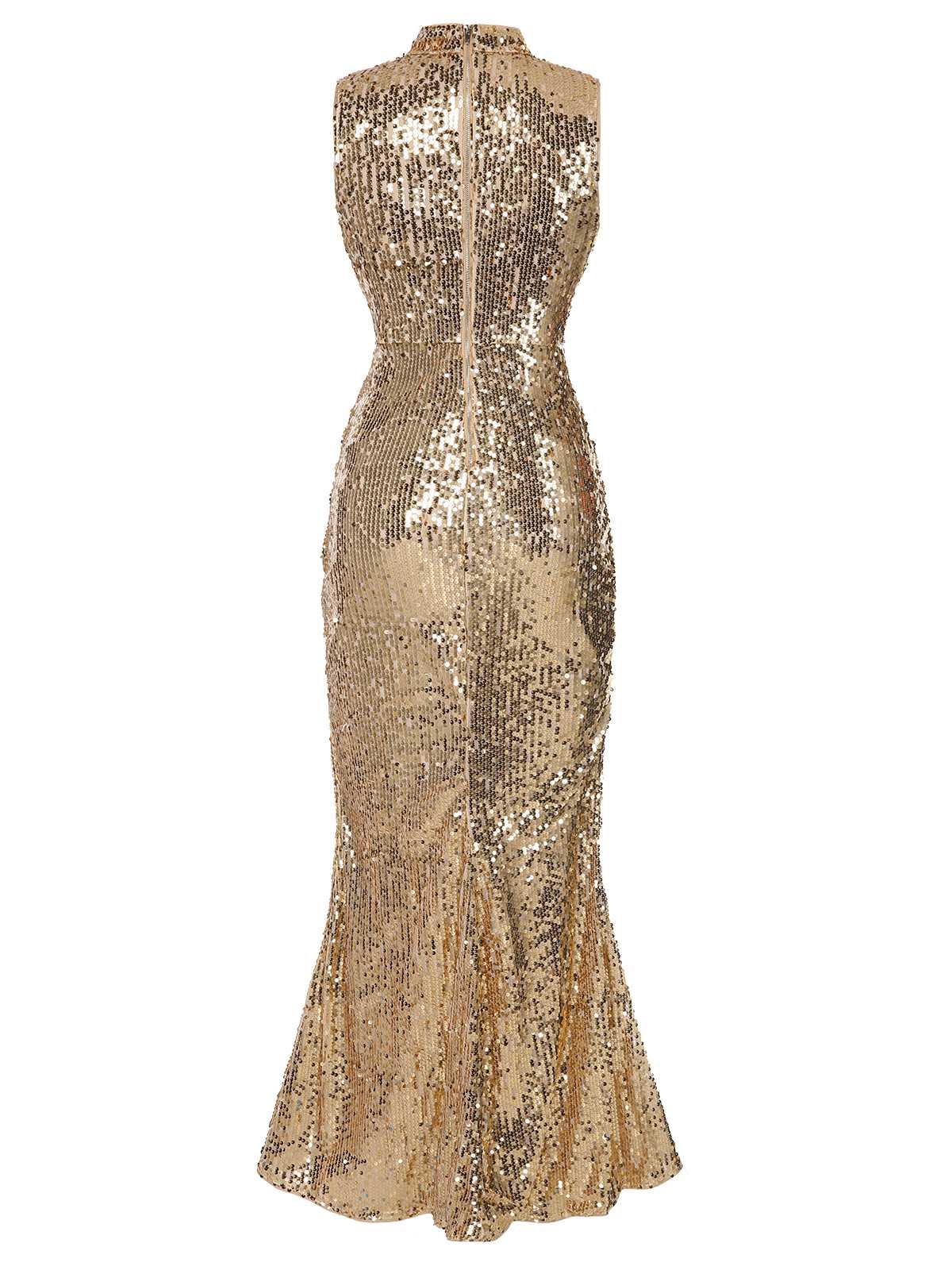 Sekt 1930er Schlüsselloch Pailletten Maxi Kleid - Image 3