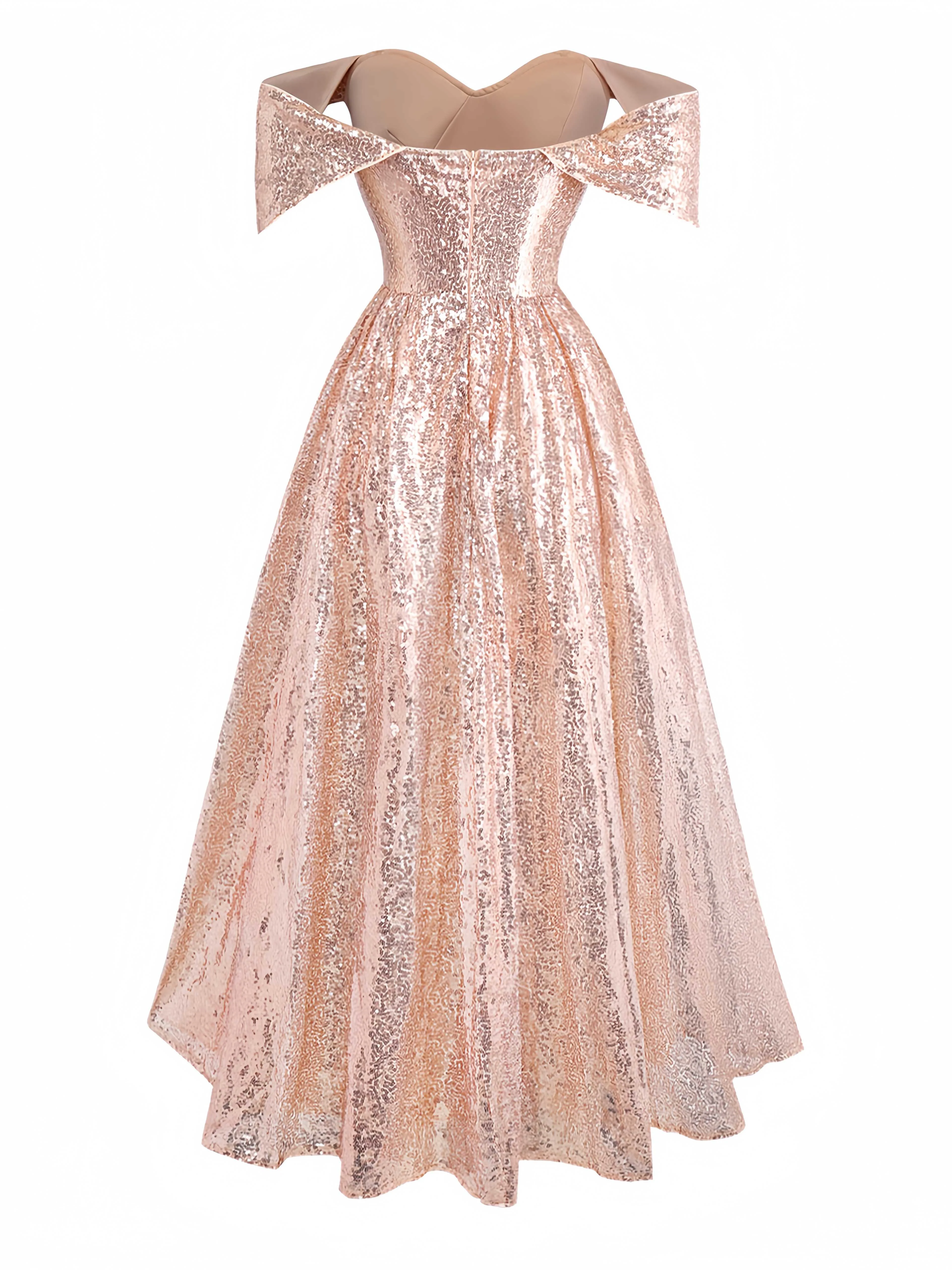 Sekt 1930er Schulterfrei Pailletten Kleid - Image 3