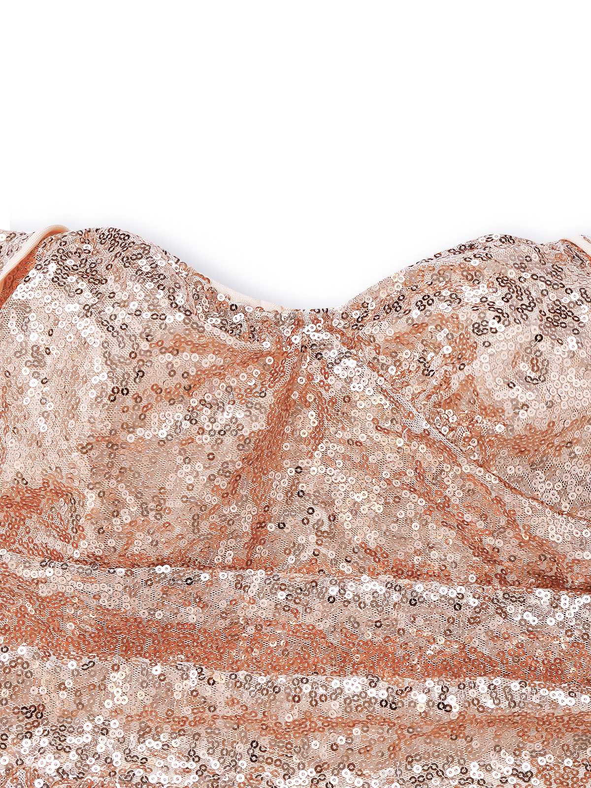 Sekt 1930er Schulterfrei Pailletten Kleid - Image 4