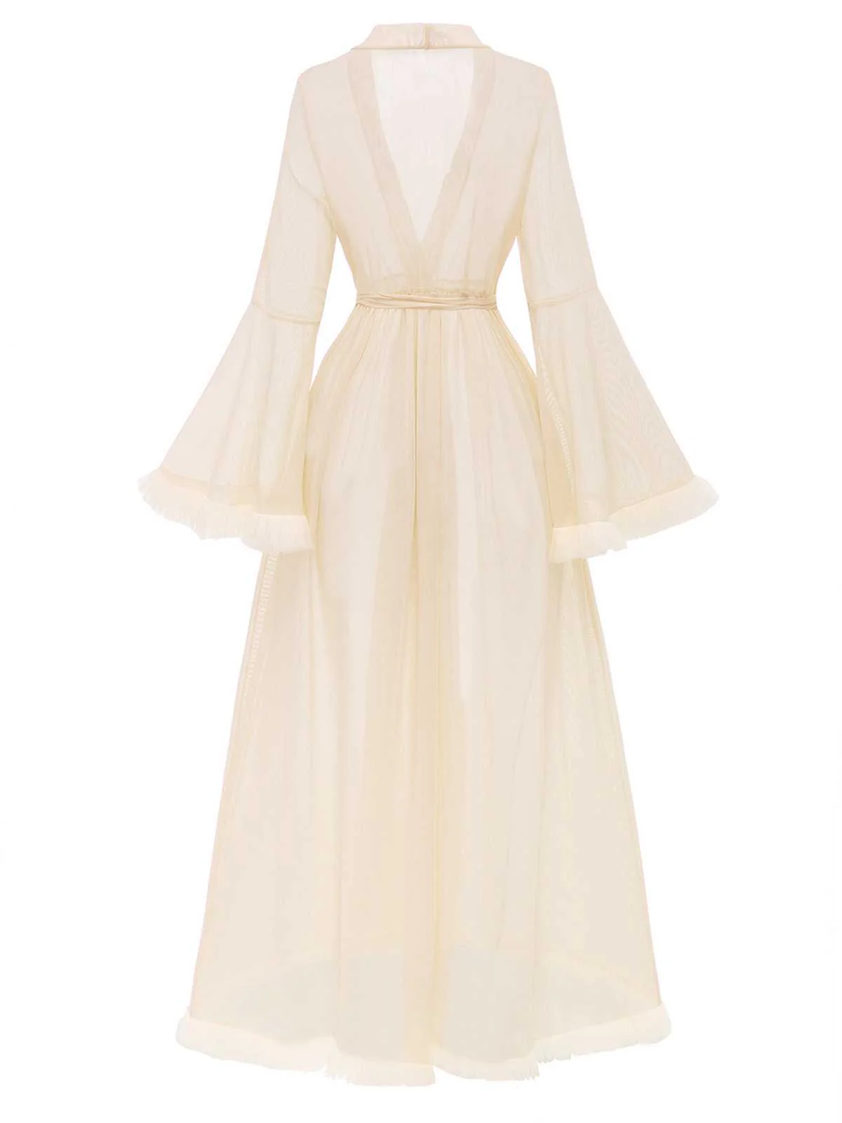 1950er Durchsichtig Ausgestellt Ärmel Gürtel Lang Robe - Image 11
