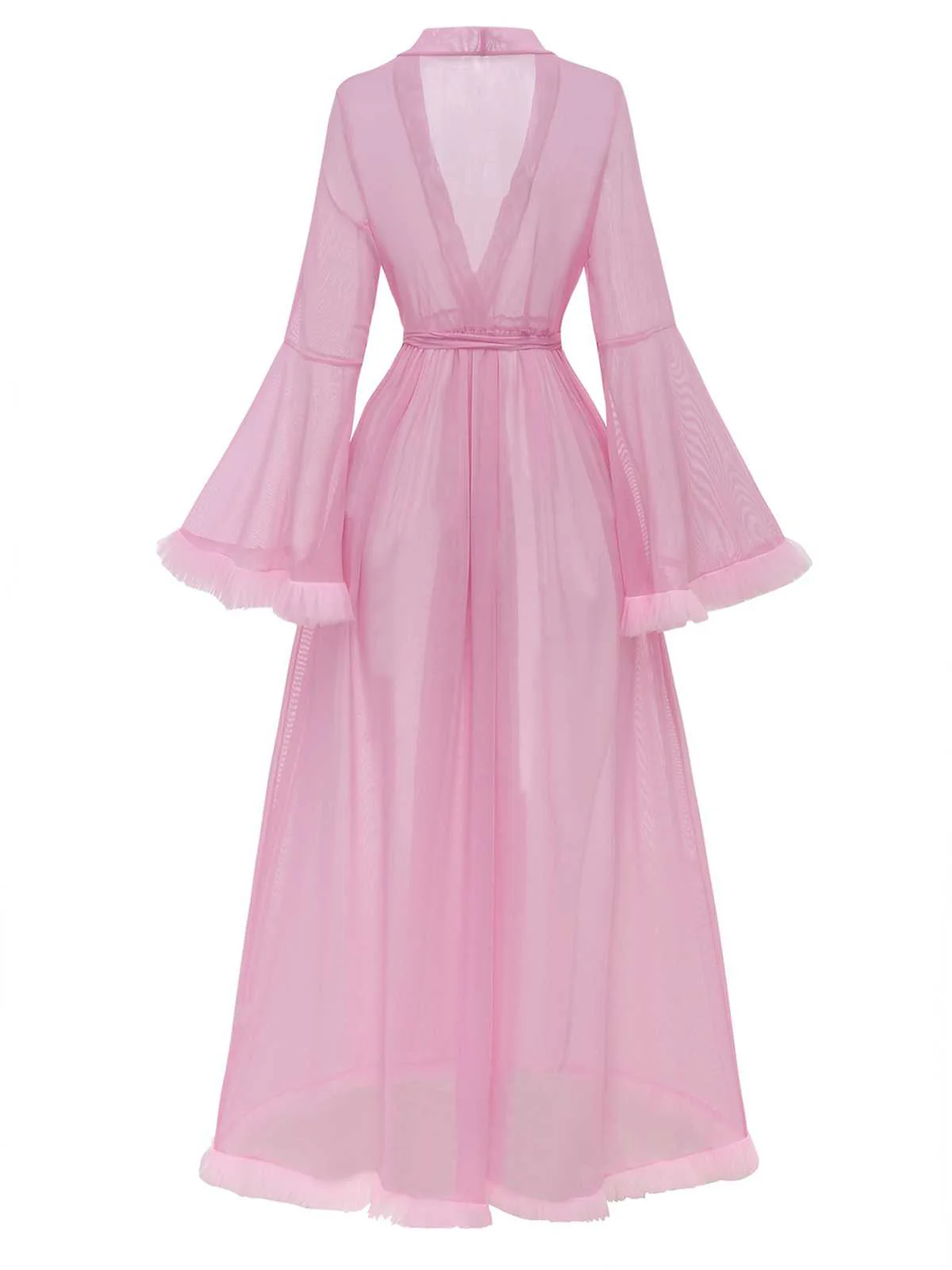 1950er Durchsichtig Ausgestellt Ärmel Gürtel Lang Robe - Image 3