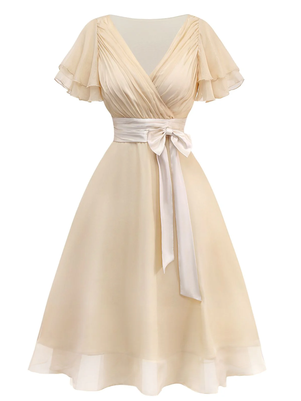 Sekt 1950er Satin Tüll Cocktail Kleid - Image 4
