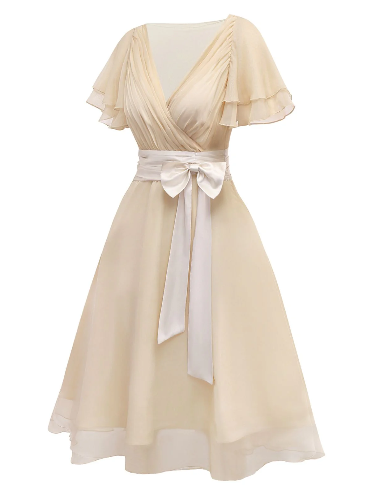 Sekt 1950er Satin Tüll Cocktail Kleid - Image 5