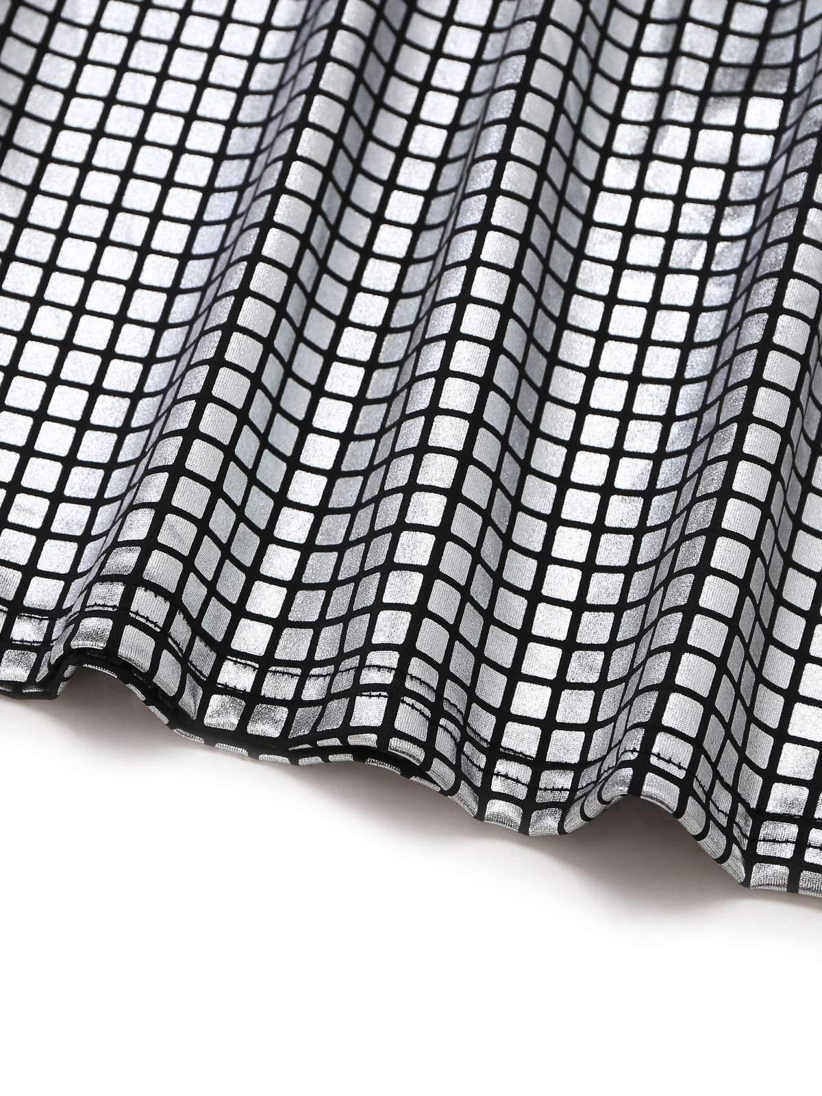 Silber 1960er Glitzernd Quadratisch Pailletten Stehkragen Mini Kleid - Image 6