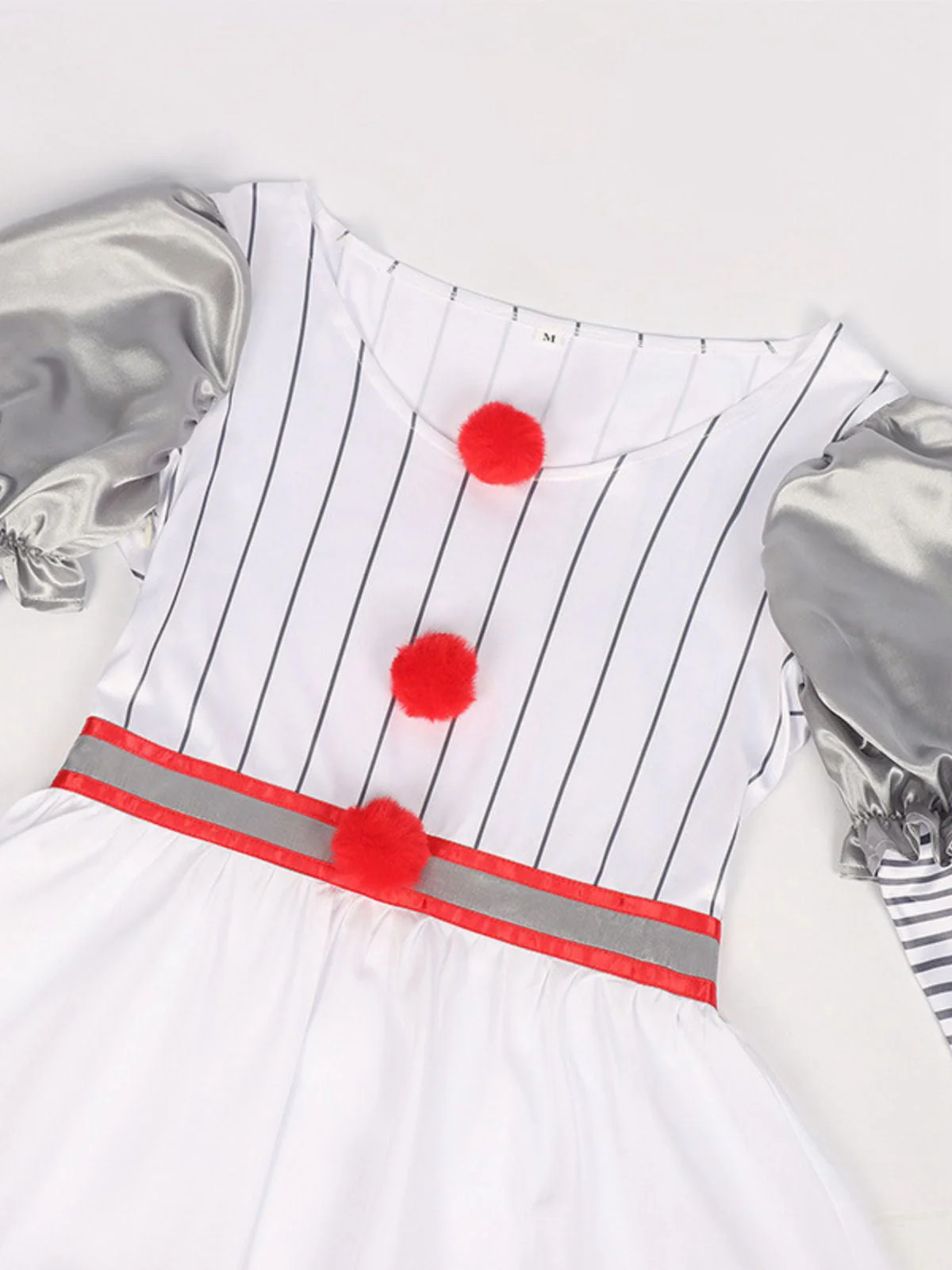 Silber 1960er Halloween IT Pennywise Streifen Puffärmel Flaumig Kleid - Image 7