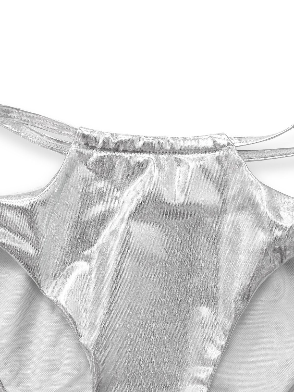 Silber 1970er Holographisch Pailletten Fransen Bikini Set - Image 6