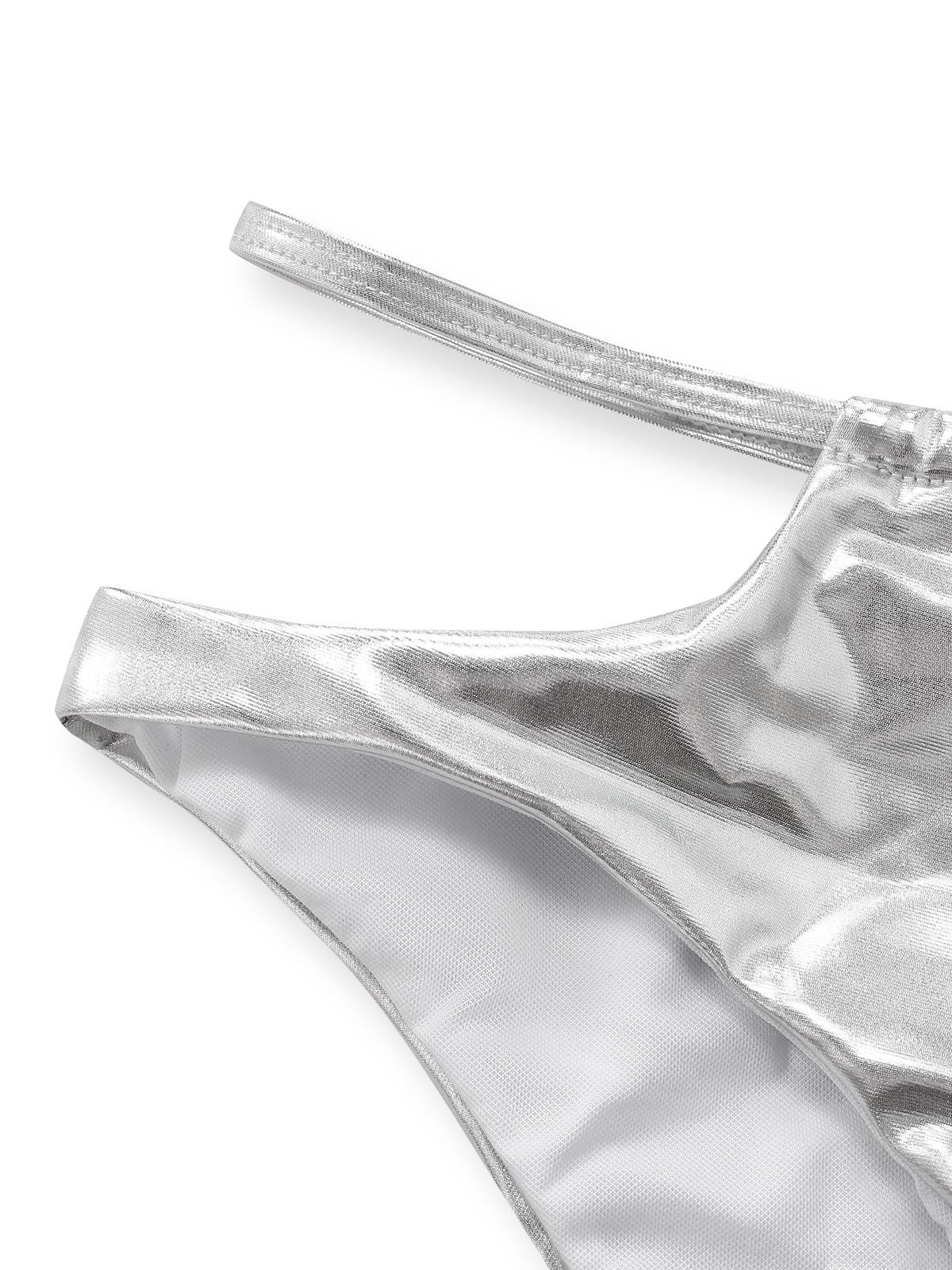 Silber 1970er Holographisch Pailletten Fransen Bikini Set - Image 7