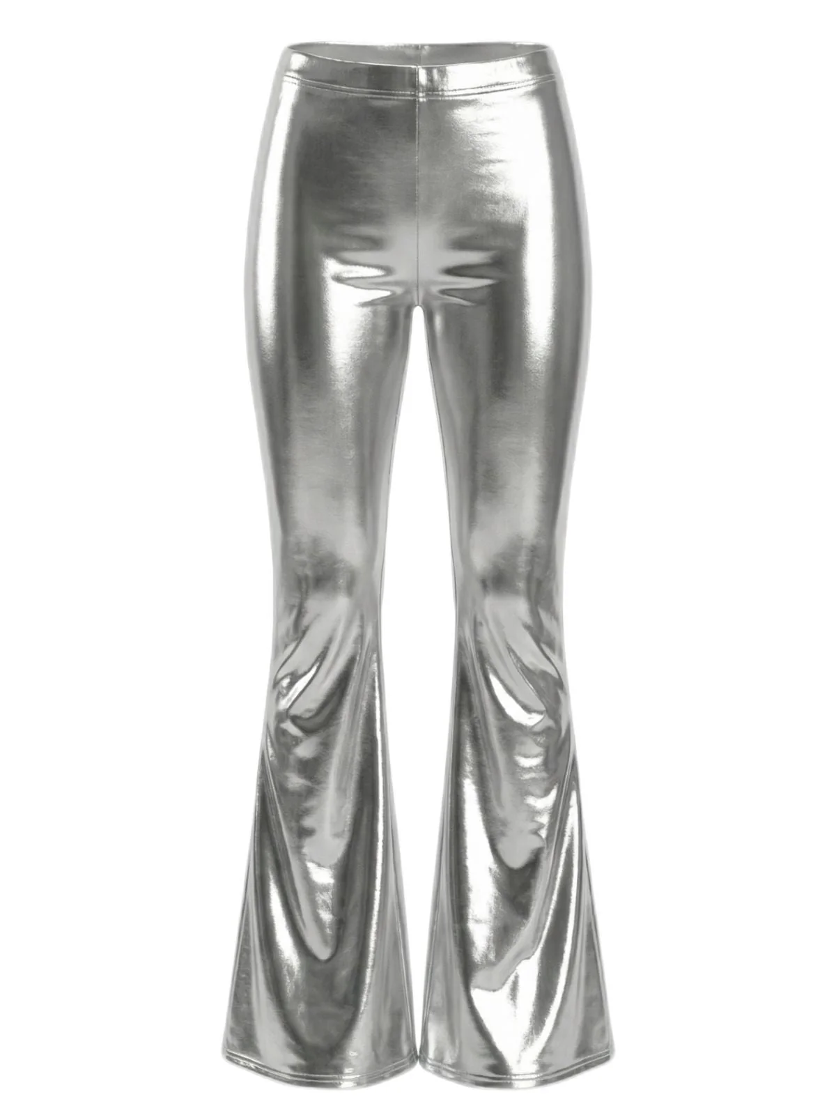 Silber 1970er Karneval Disco Ausgestellt Bein Hose