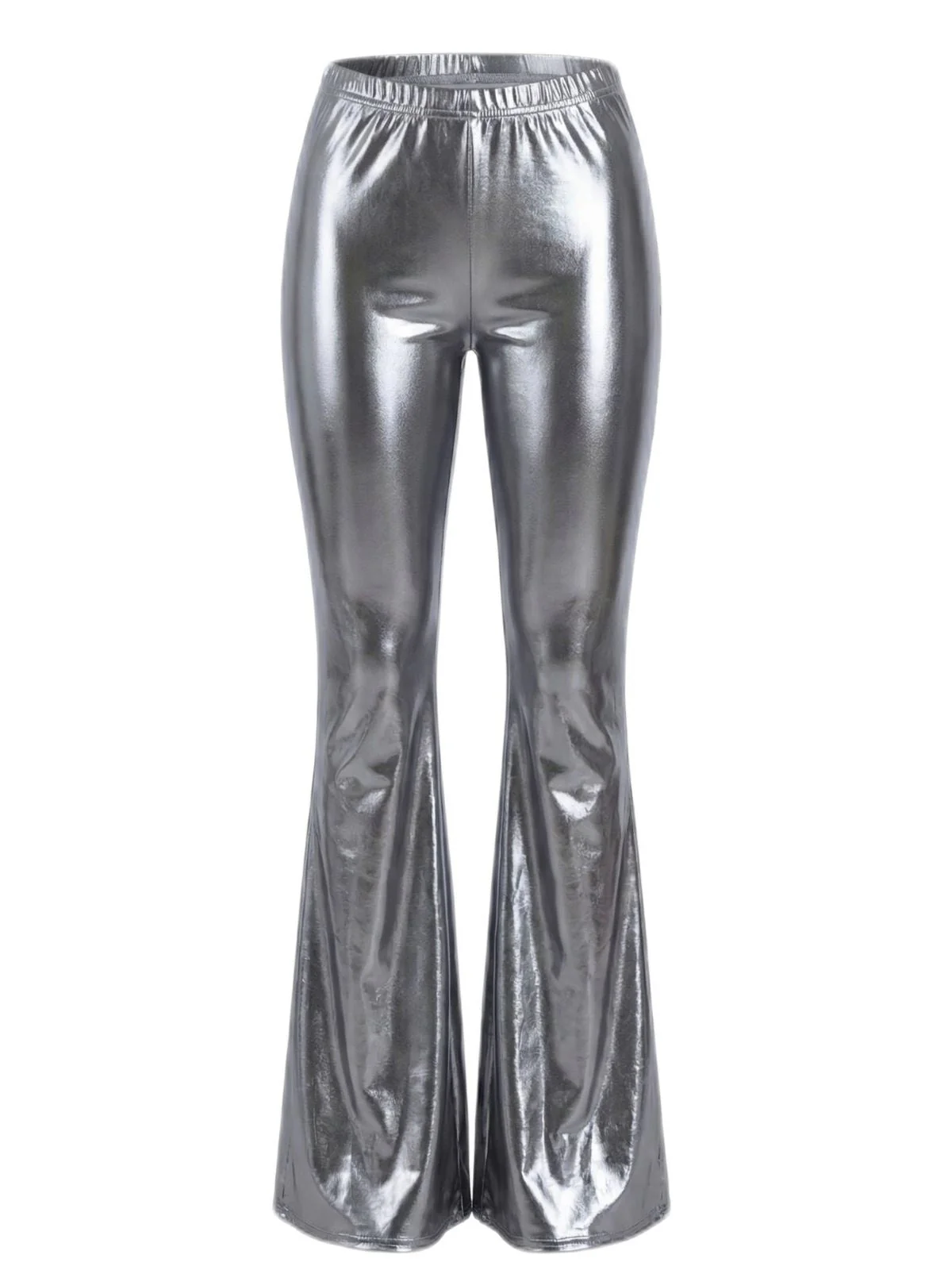 Silber 1970er Karneval Disco Ausgestellt Bein Hose - Image 6