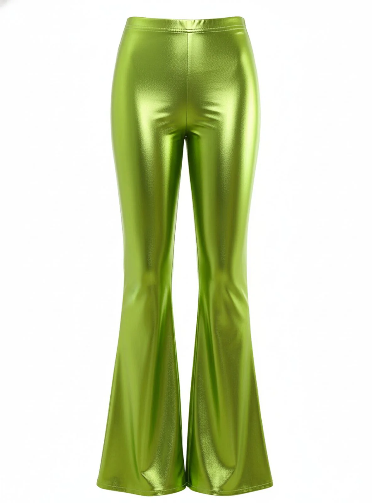 Silber 1970er Solide Laser Metallisch Eng Bootcut Hose - Image 6
