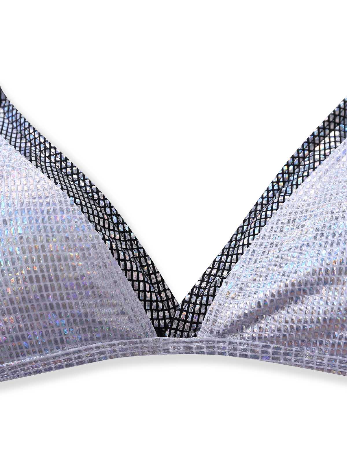 Silber 1980er Halter Schimmernd Optik Zweiteilig Bikini Set - Image 3
