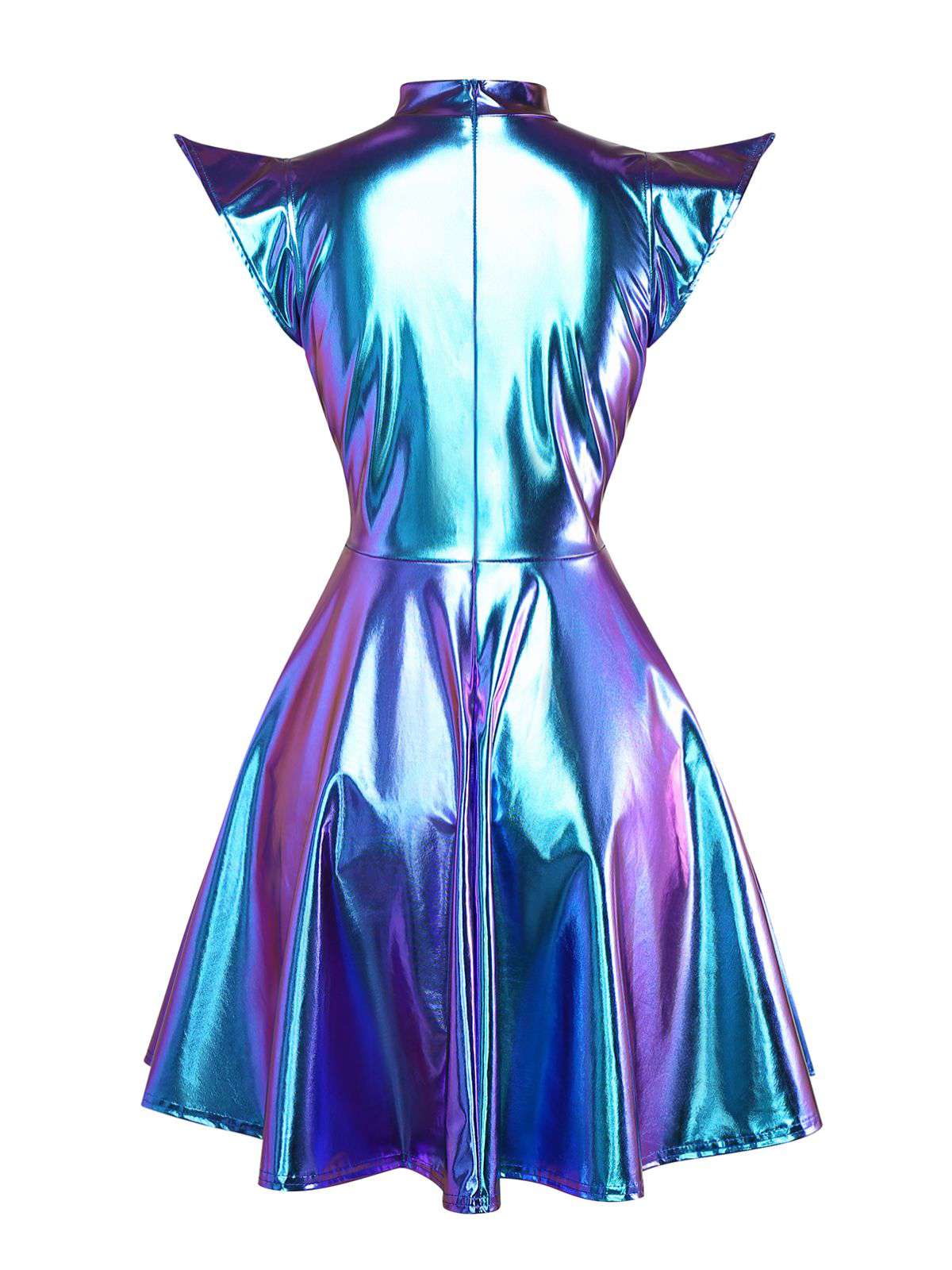 Gold Alien Kostüm 1980er Metallisch Futuristisch Party Mini Kleid - Image 4