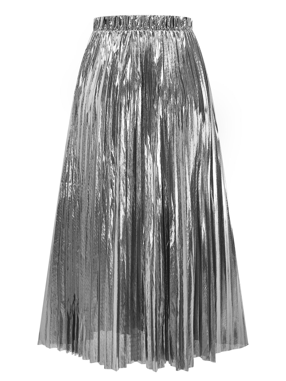 Silber 2PCS Metallic 1980er Plissiertes Cut-Out Badeanzug & Cover-Up - Image 10