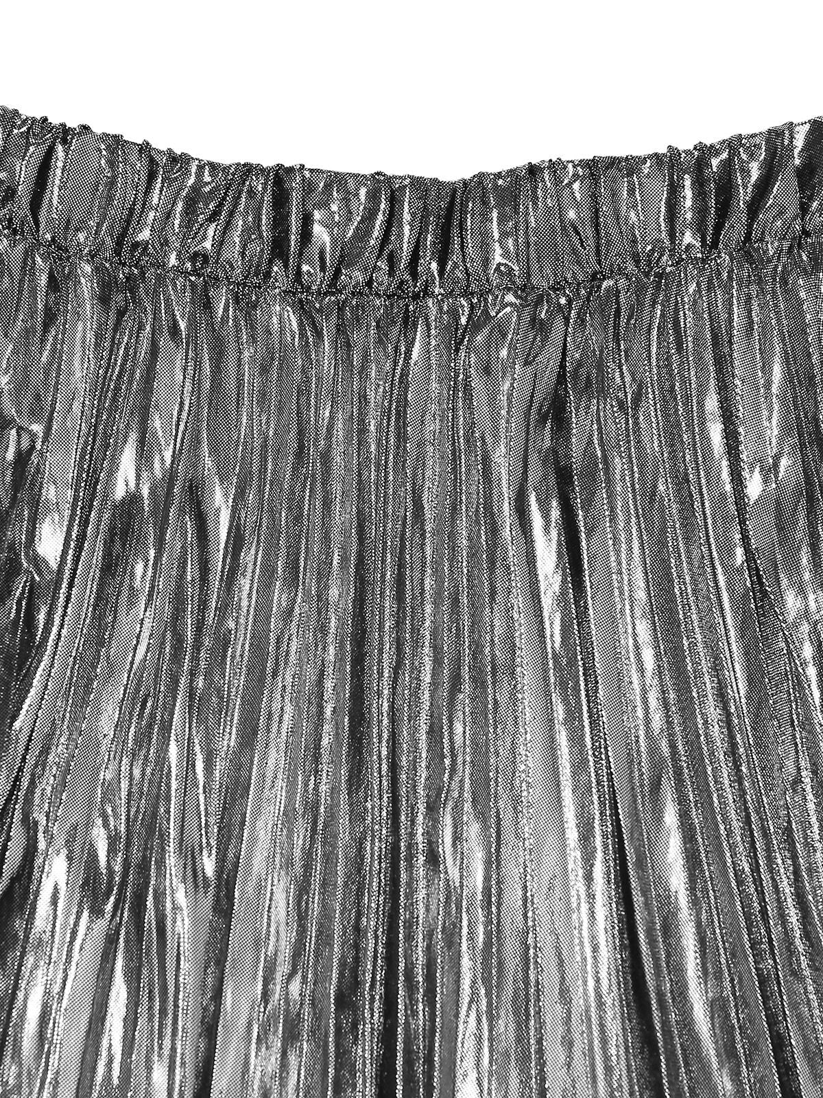 Silber 2PCS Metallic 1980er Plissiertes Cut-Out Badeanzug & Cover-Up - Image 12