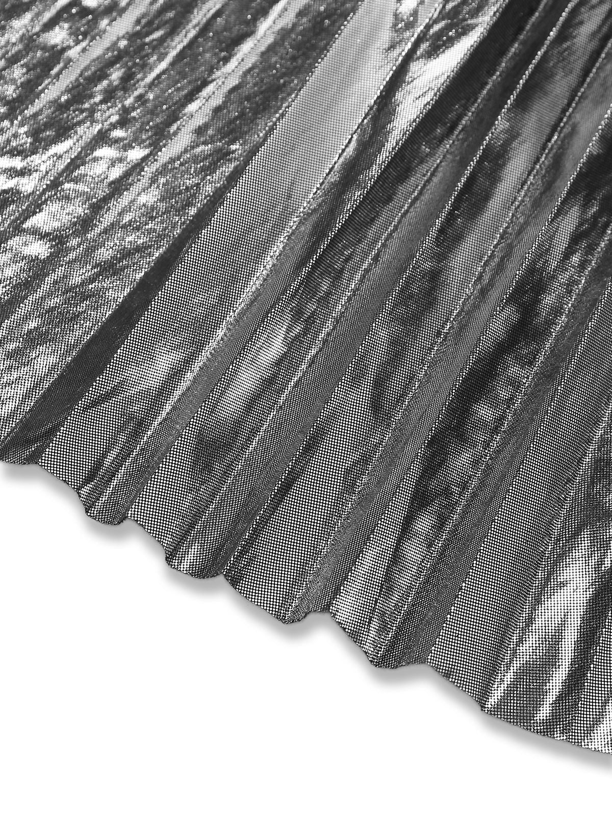 Silber 2PCS Metallic 1980er Plissiertes Cut-Out Badeanzug & Cover-Up - Image 13