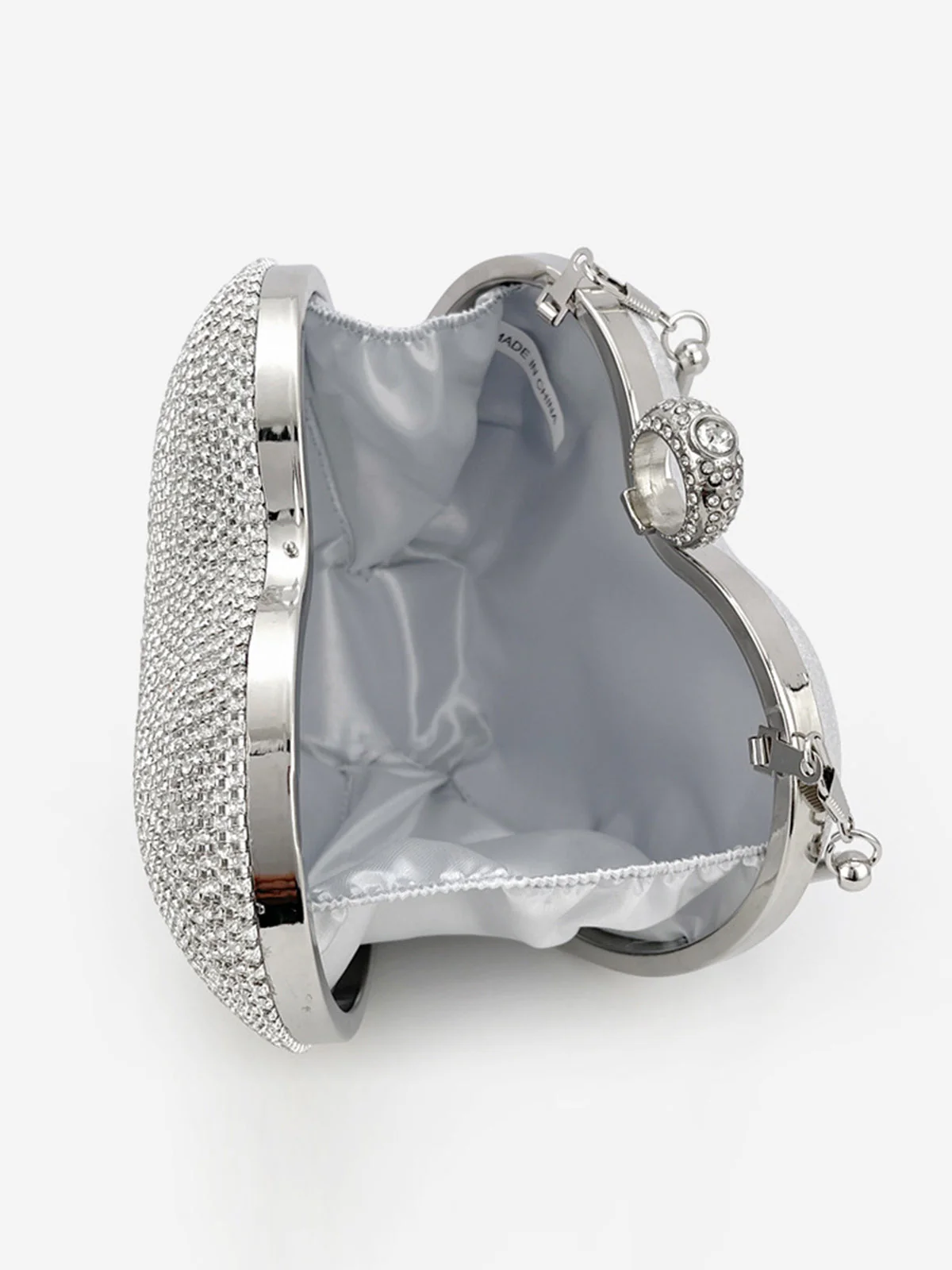 Silber Herz Strass Party Tote Tasche - Image 3