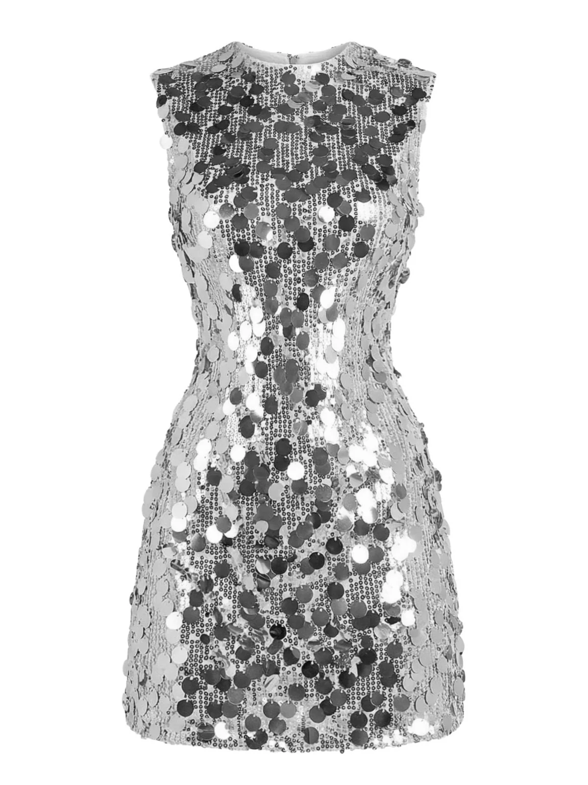 Silber Y2k Pailletten Disco Ärmellos Party Kleid