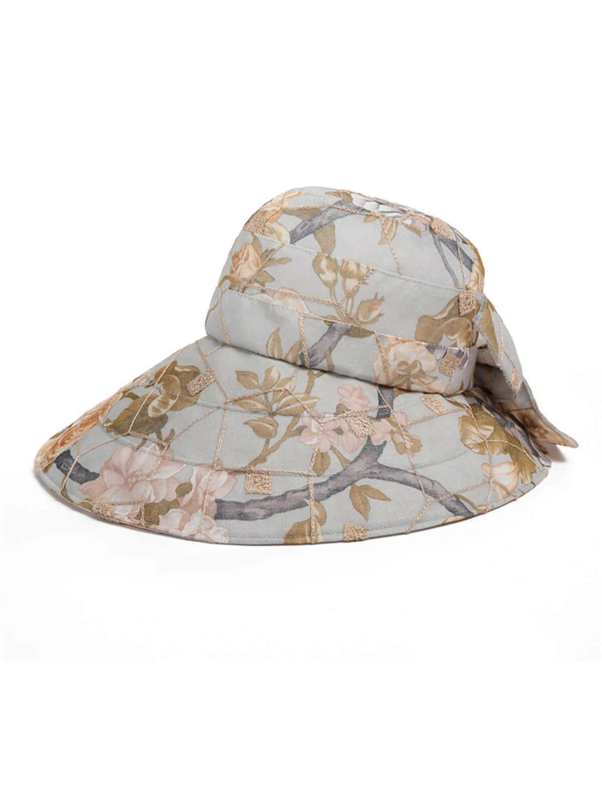 Sonnenhut mit breitem Rand und Schleife, Blumenmuster - Image 3