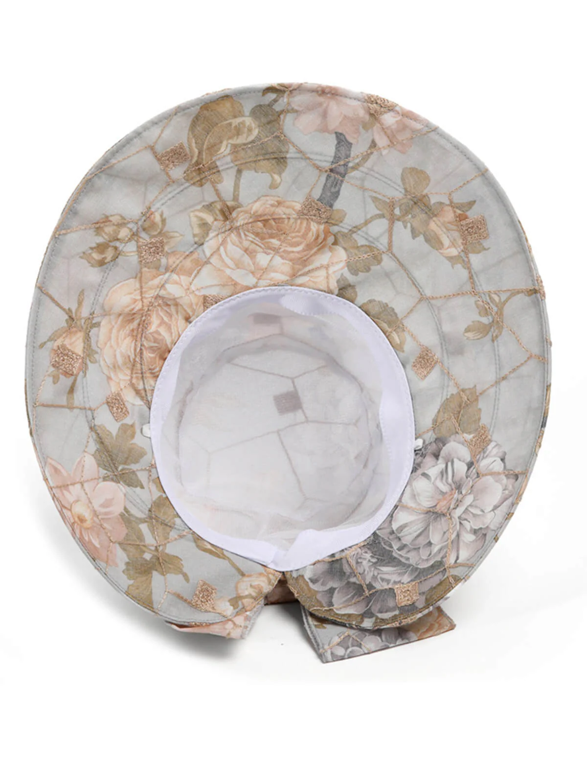 Sonnenhut mit breitem Rand und Schleife, Blumenmuster - Image 4