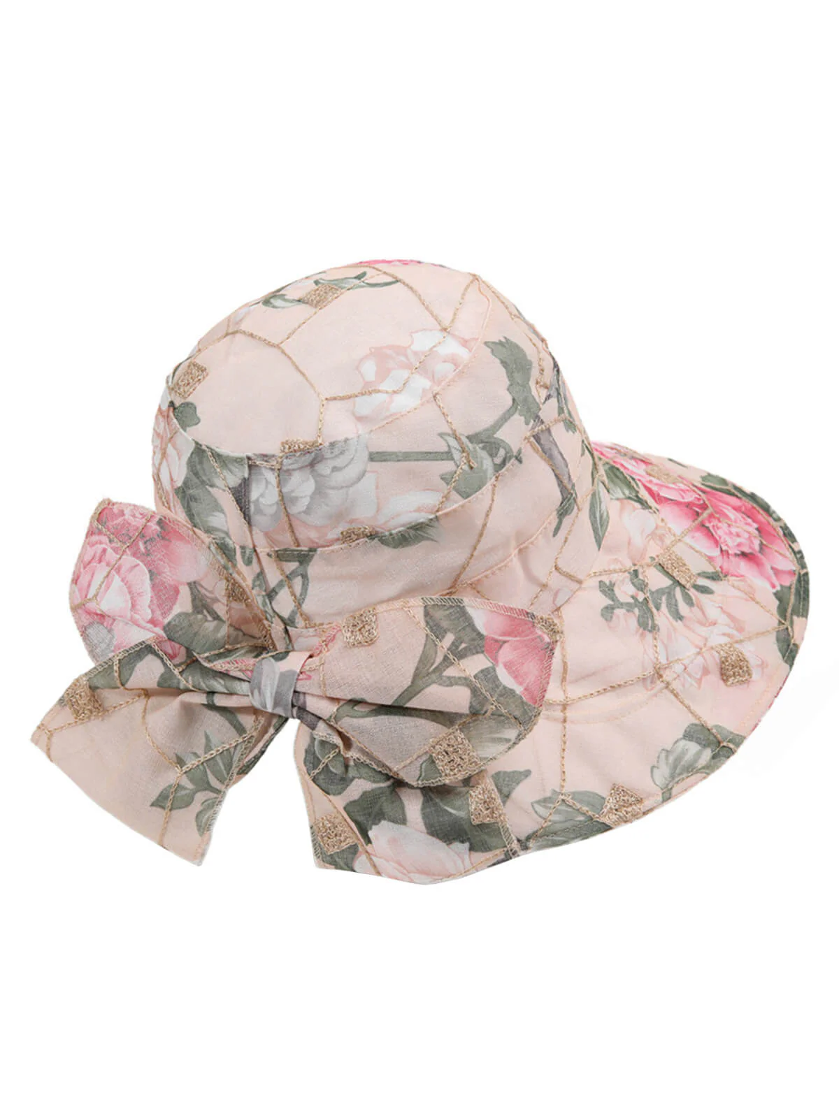 Sonnenhut mit breitem Rand und Schleife, Blumenmuster - Image 6