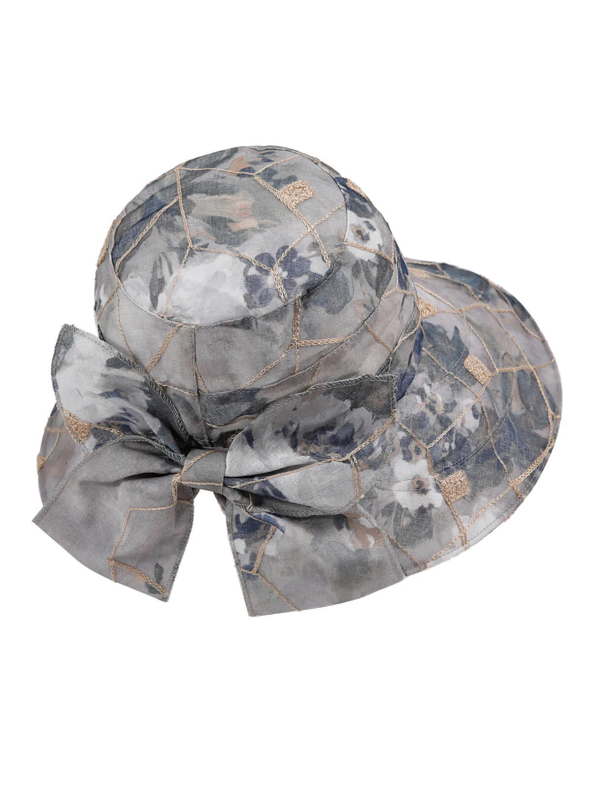 Sonnenhut mit breitem Rand und Schleife, Blumenmuster - Image 7