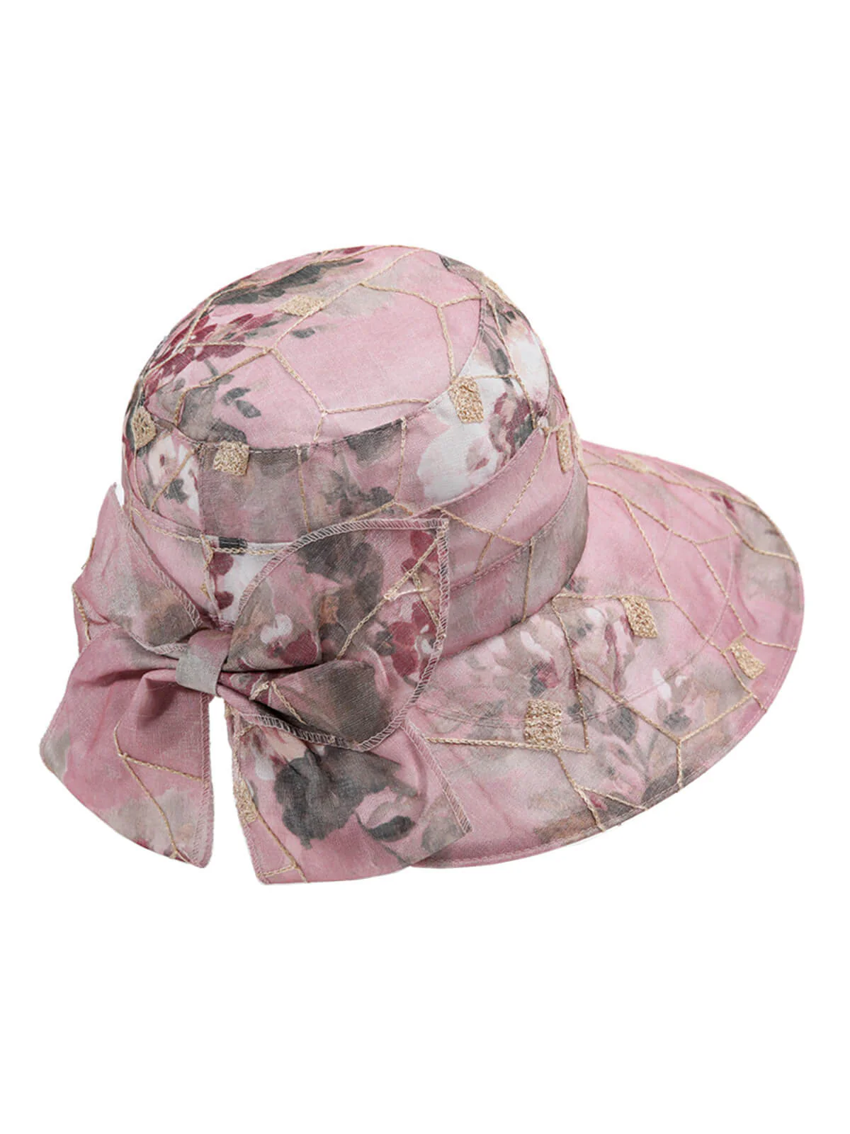 Sonnenhut mit breitem Rand und Schleife, Blumenmuster - Image 8