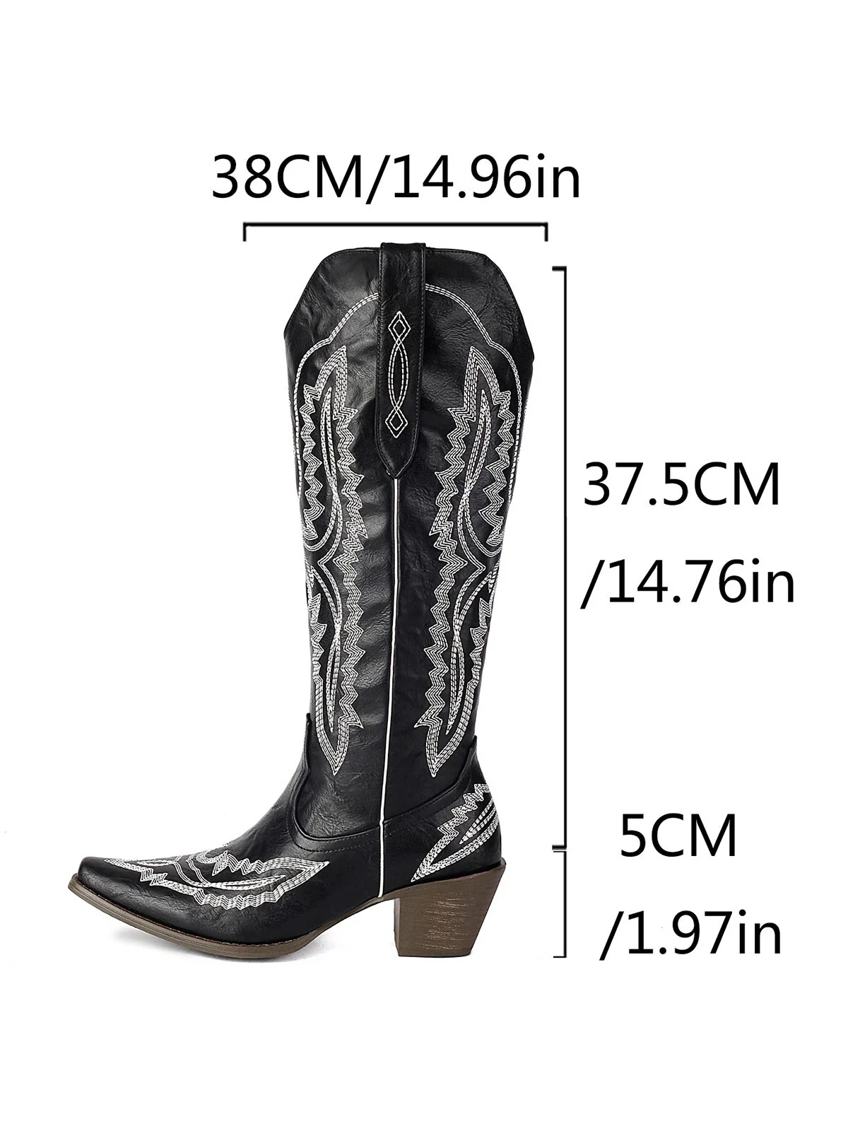 Spitz Bestickt Cowboy Knee-High Stiefel - Image 15