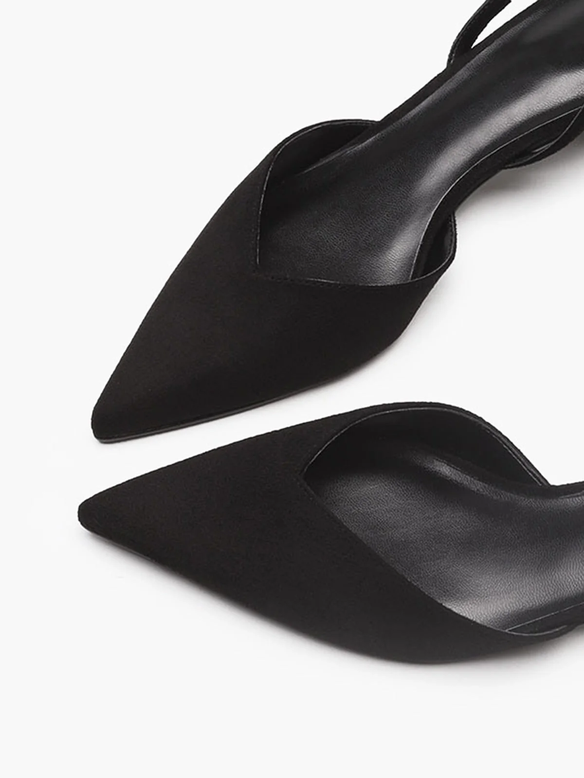 Spitz Uni Slingback Niedriger Blockabsatz Schuhe - Image 3