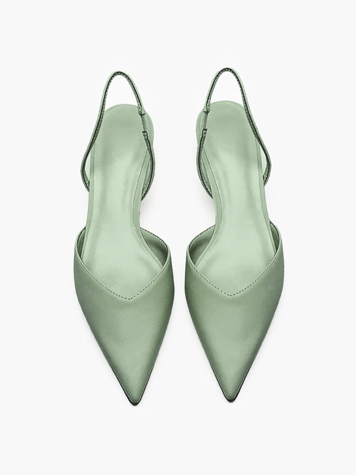 Spitz Uni Slingback Niedriger Blockabsatz Schuhe - Image 6