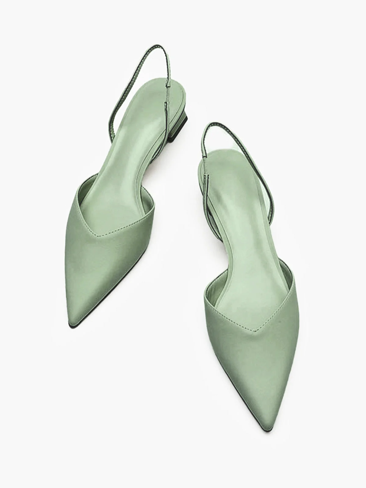 Spitz Uni Slingback Niedriger Blockabsatz Schuhe - Image 7