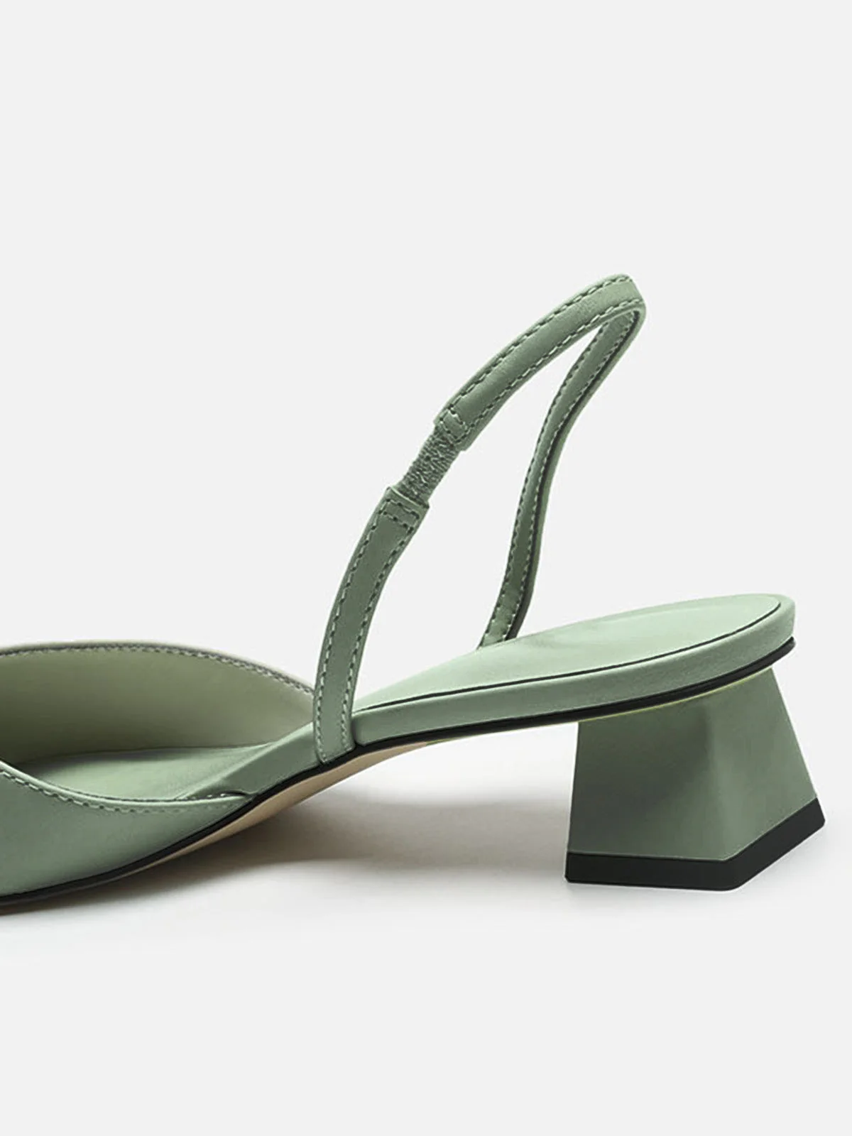 Spitz Uni Slingback Niedriger Blockabsatz Schuhe - Image 8