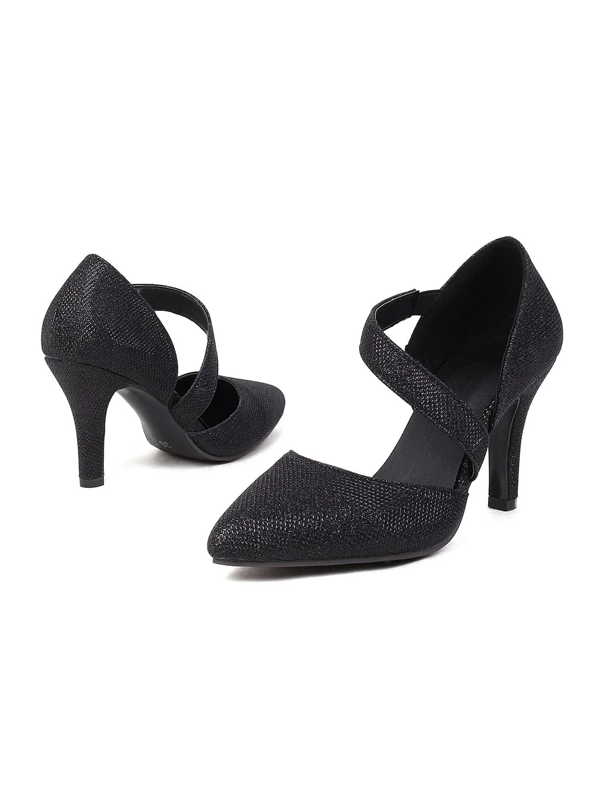 Spitz Zulaufende Funkeln Schräg Träger High Heels - Image 3