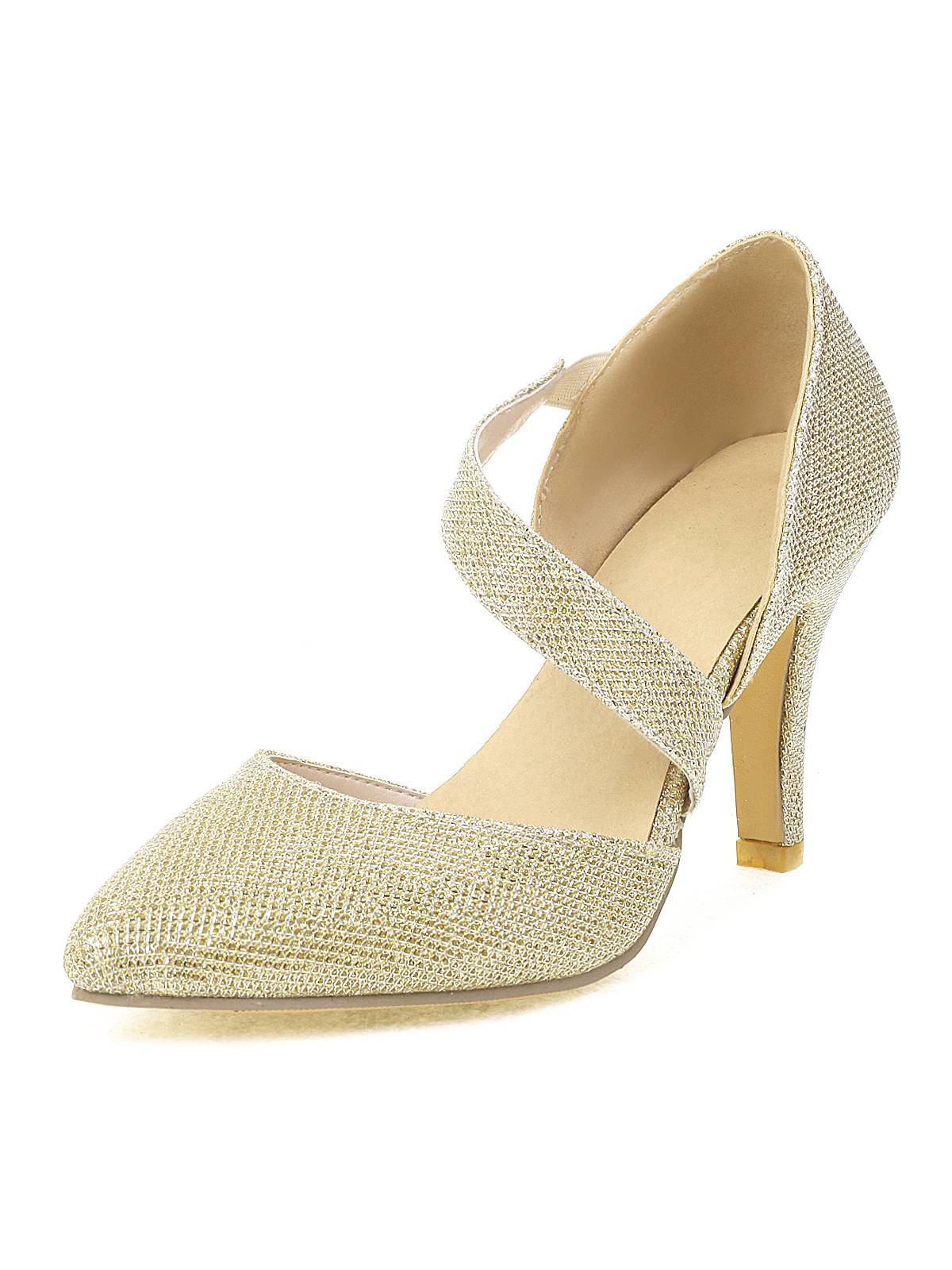 Spitz Zulaufende Funkeln Schräg Träger High Heels - Image 4
