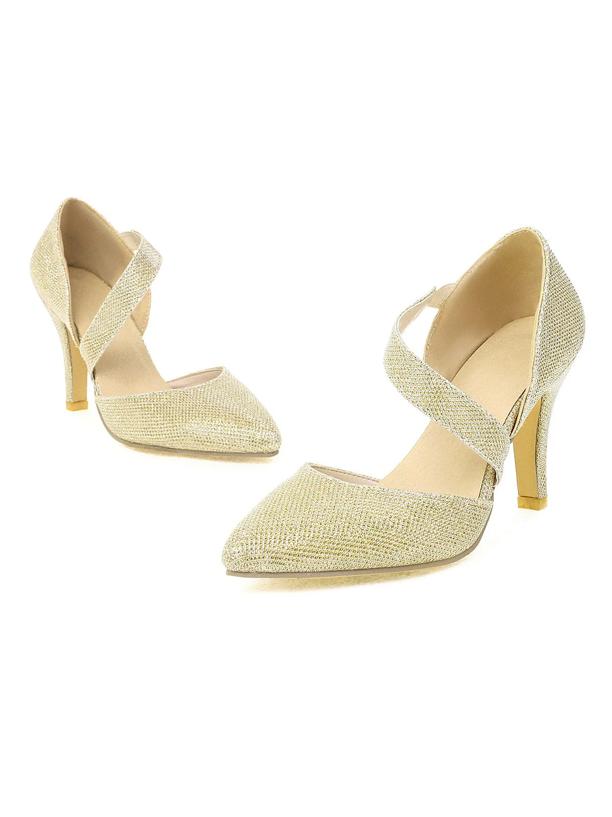 Spitz Zulaufende Funkeln Schräg Träger High Heels - Image 6