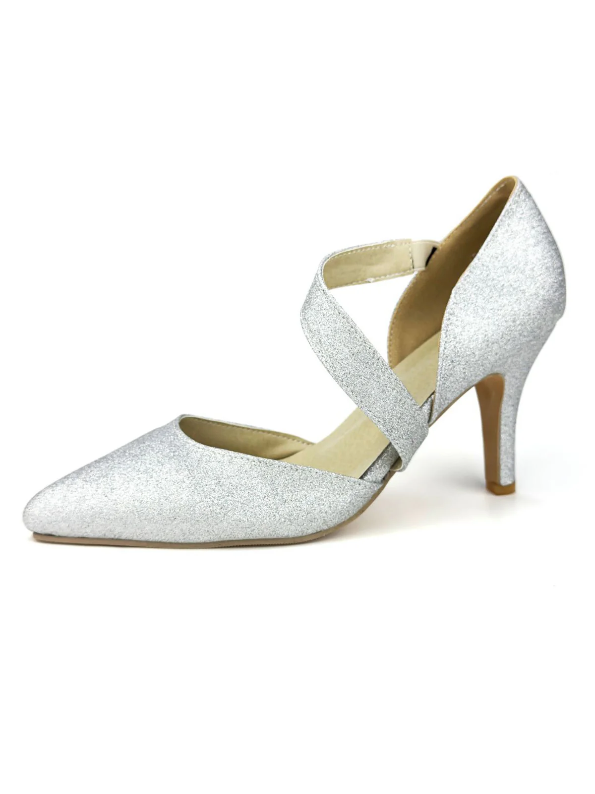 Spitz Zulaufende Funkeln Schräg Träger High Heels - Image 8
