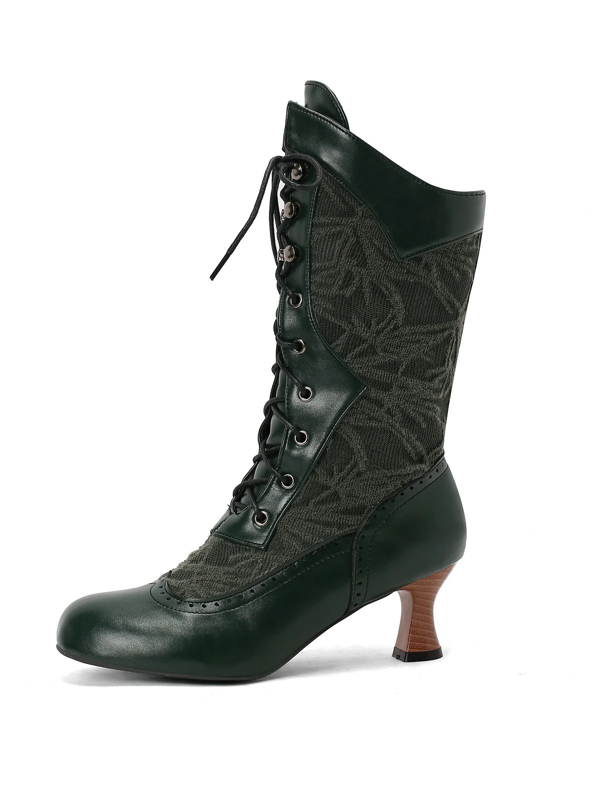 Spitze Patchwork Schnürung Wadenhohe Stiefel - Image 19