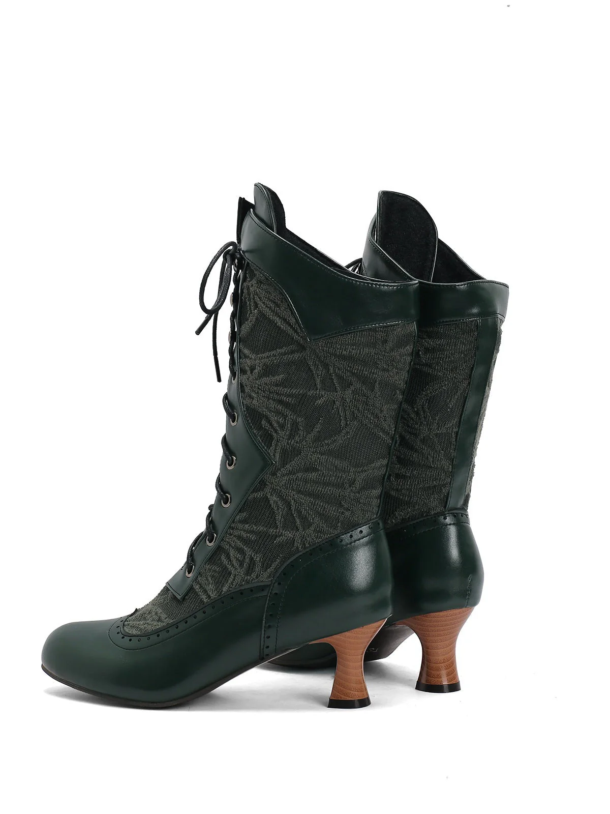 Spitze Patchwork Schnürung Wadenhohe Stiefel - Image 20