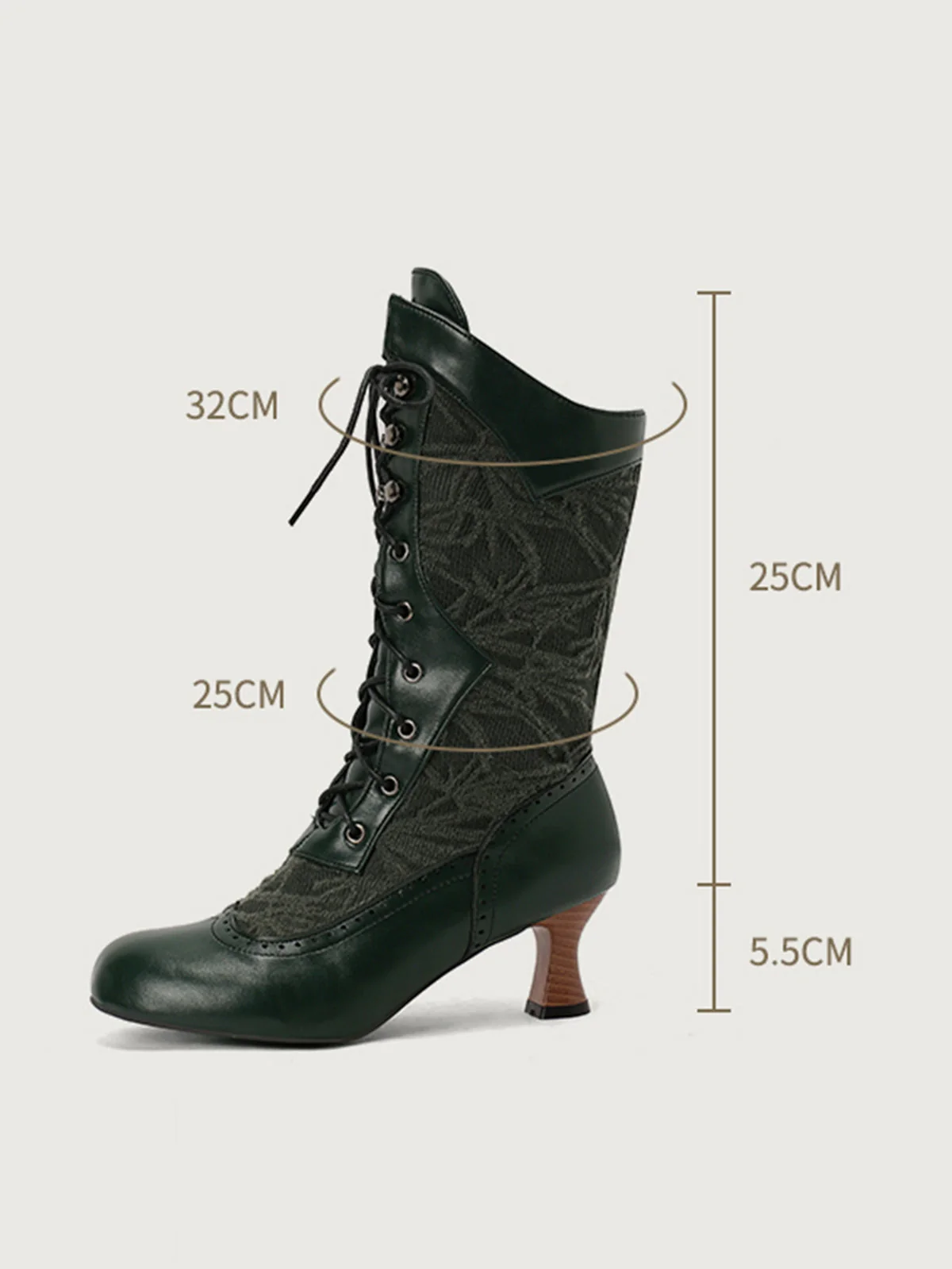 Spitze Patchwork Schnürung Wadenhohe Stiefel - Image 5