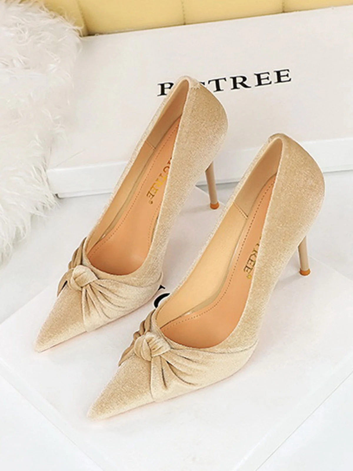 Spitze Samt Stilettos Heels Schuhe - Image 13