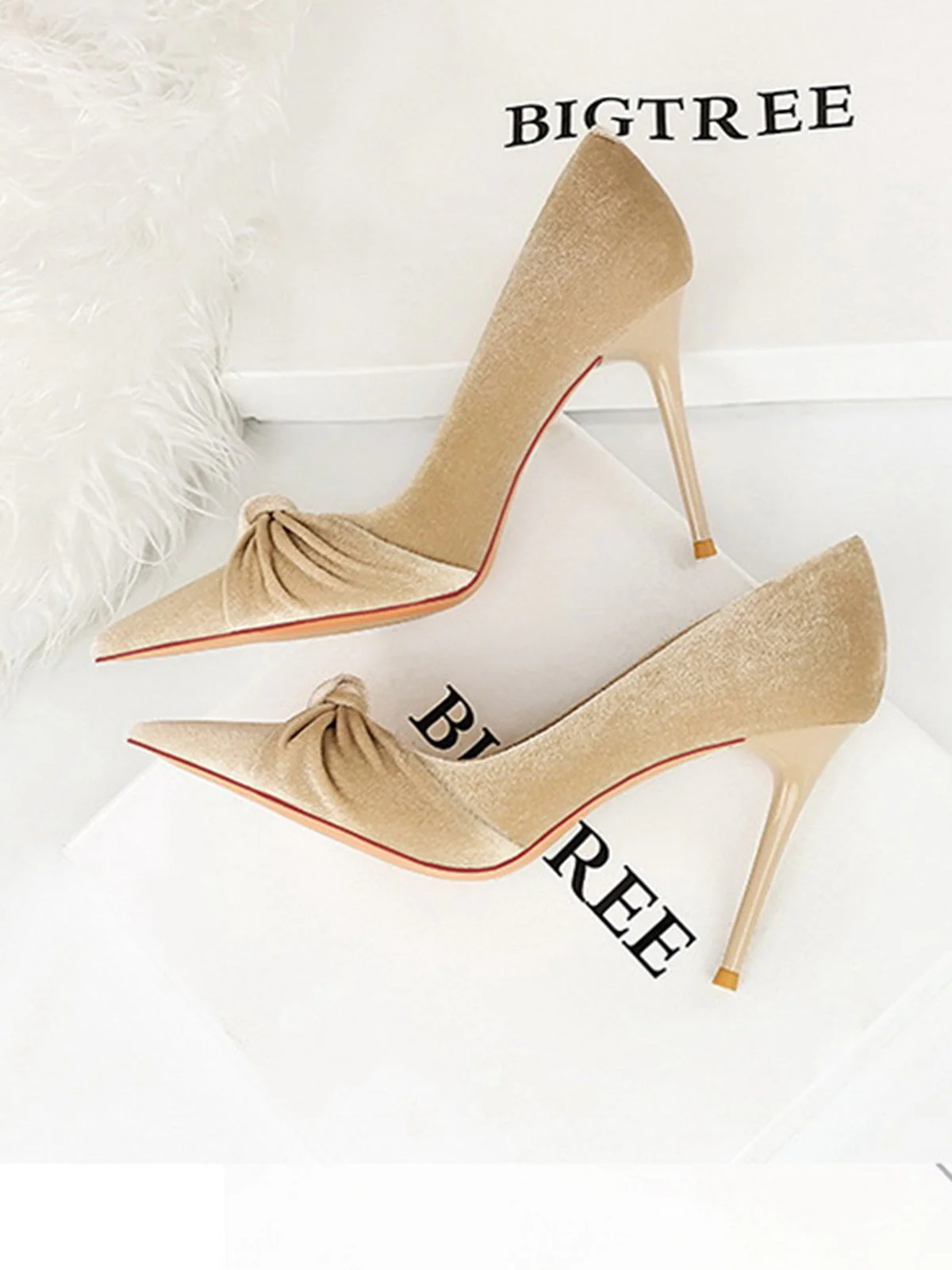 Spitze Samt Stilettos Heels Schuhe - Image 14