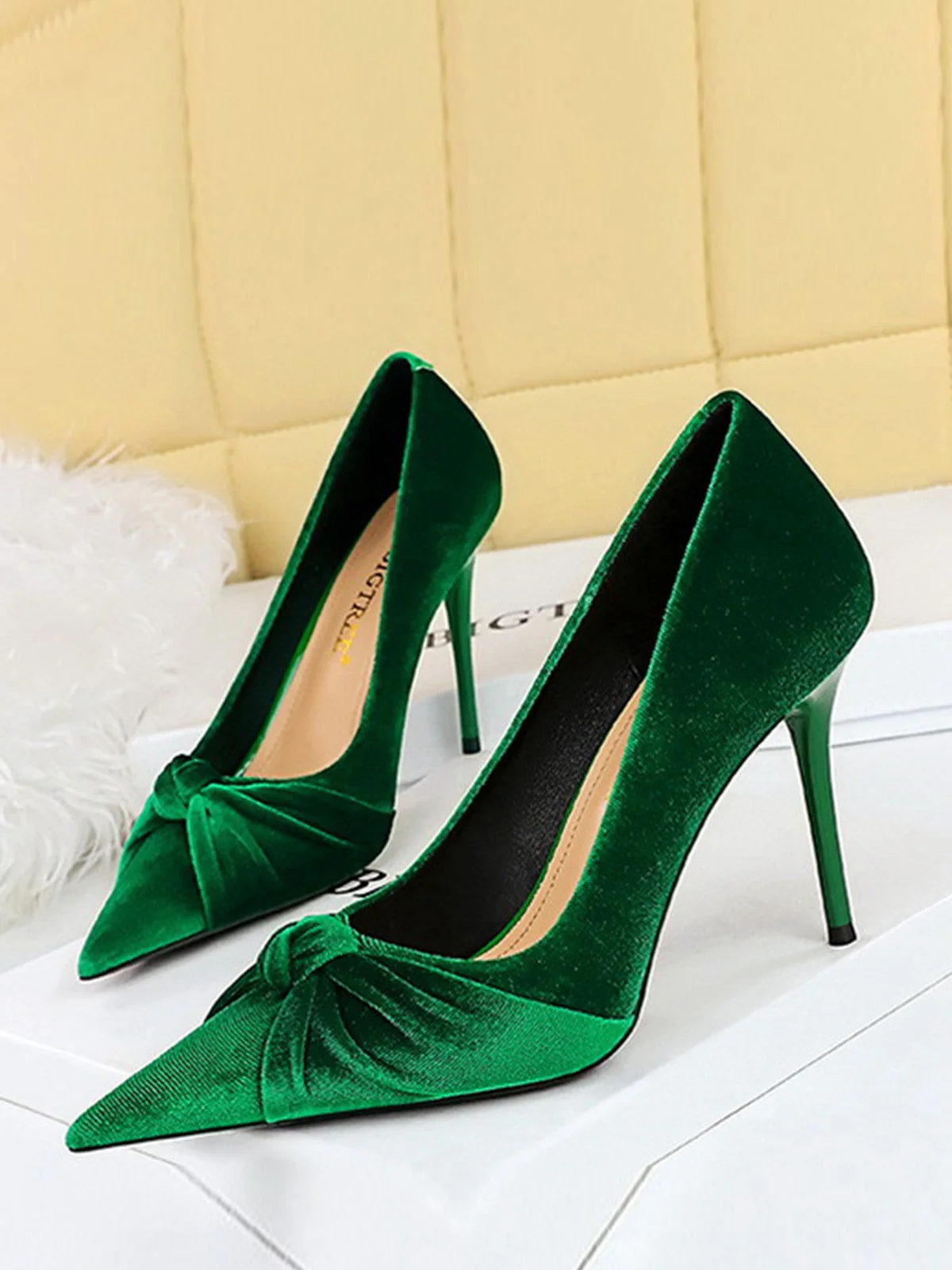 Spitze Samt Stilettos Heels Schuhe - Image 4
