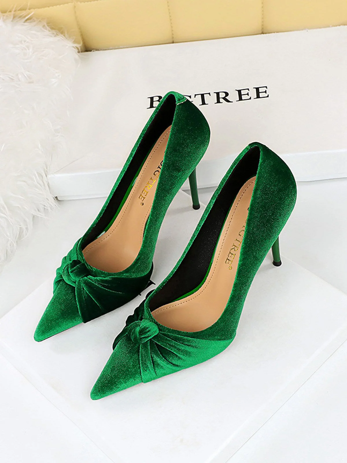 Spitze Samt Stilettos Heels Schuhe - Image 5