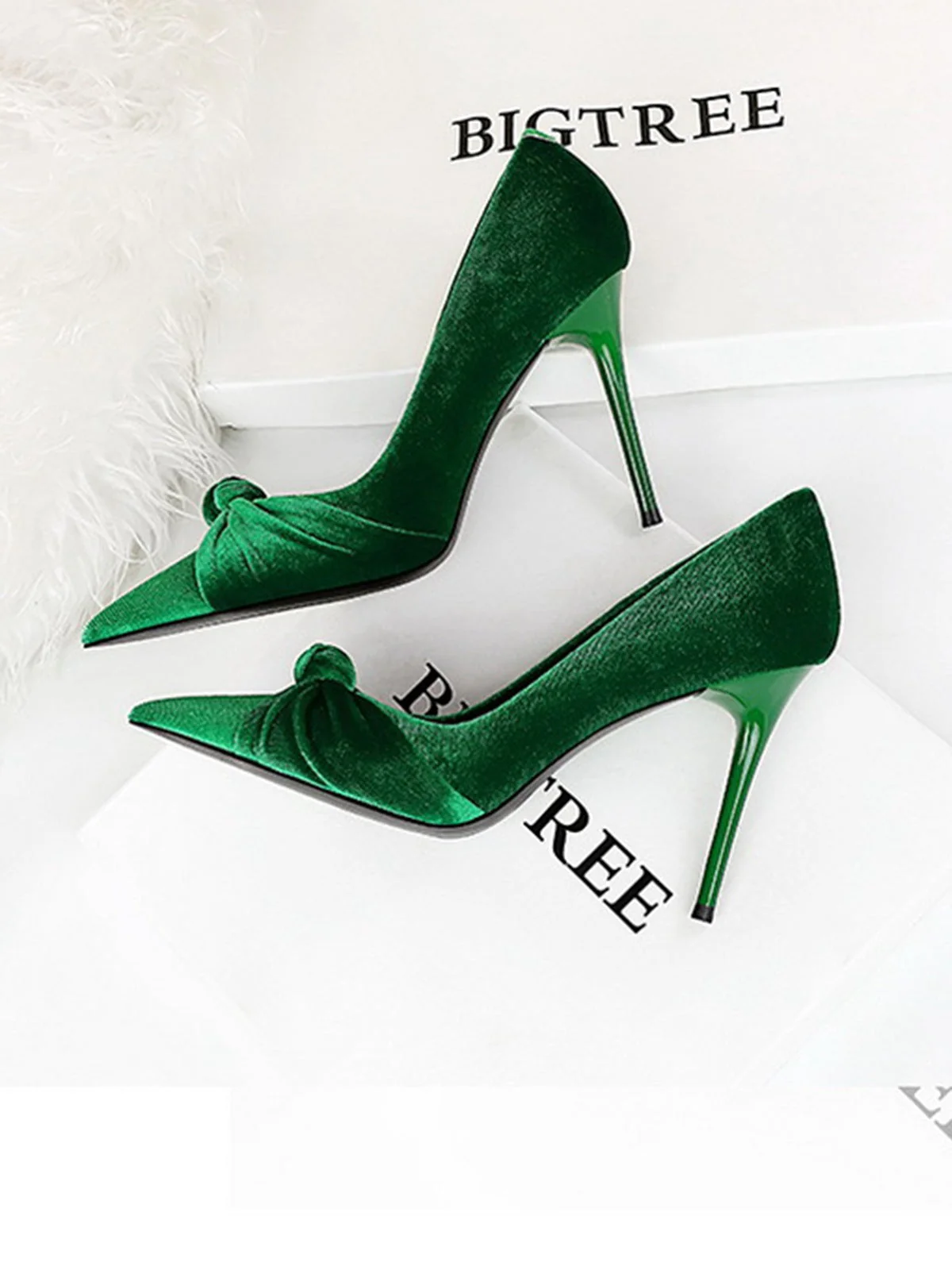 Spitze Samt Stilettos Heels Schuhe - Image 6