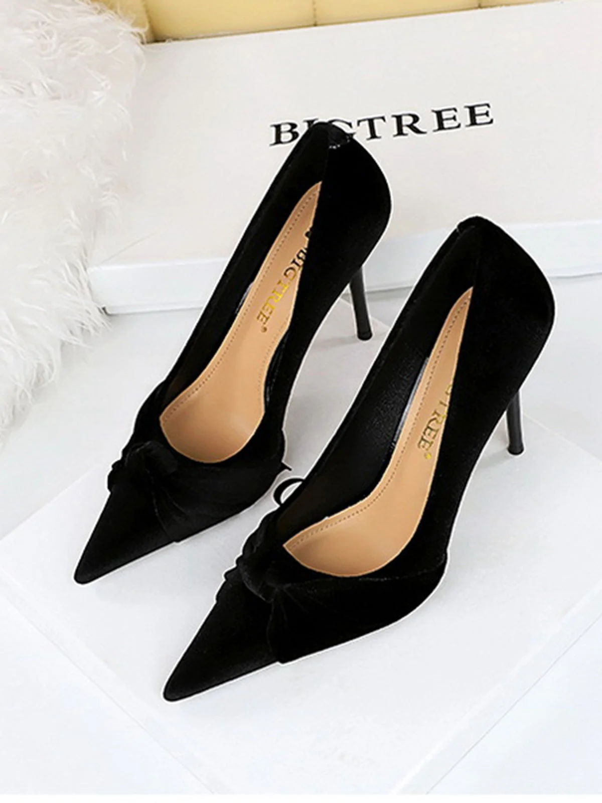 Spitze Samt Stilettos Heels Schuhe - Image 9