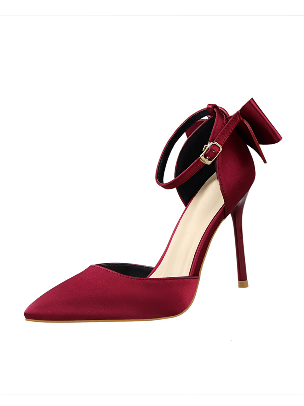 Spitze Zehen Bogen Satin Schuhe mit Hohen Absätzen - Image 8