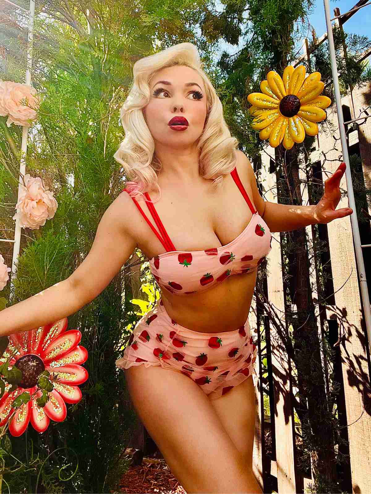 1950er Spitze Erdbeere Cami Tankini Set - Image 3